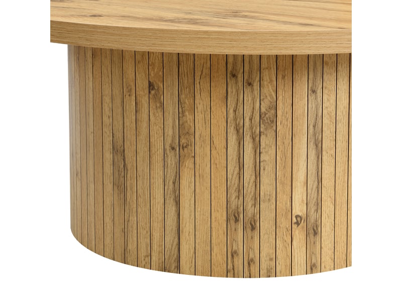  Table basse ronde double et table de salon en bois naturel, design scandinave avec rangement, 75x75x36 cm et 50x50x50 cm.  - Conforama E