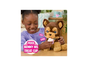 Peluche chien interactive marron benny avec 30 sons et réactions