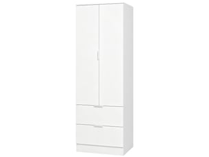 Armoire penderie 2 portes et 2 tiroirs blanc 60 x 47 x 180 cm