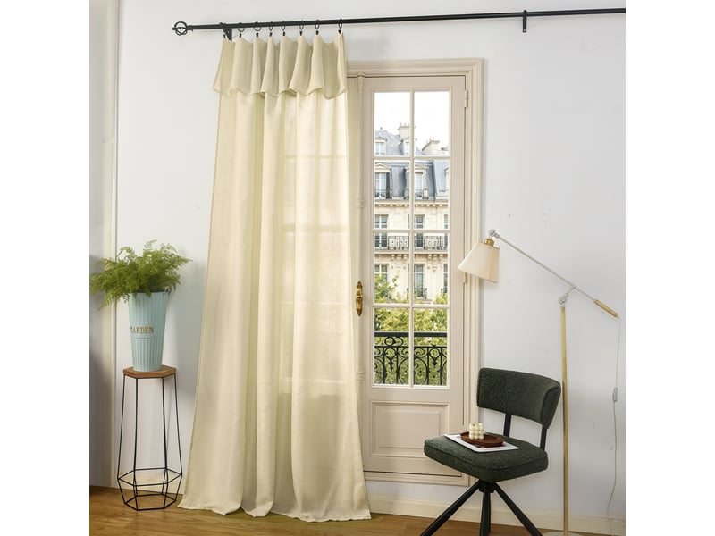  Rideau ajustable 140 x 270 cm + 8 anneaux pinces effet lin evasion sable CP-EVASION-SABLE - Conforama A