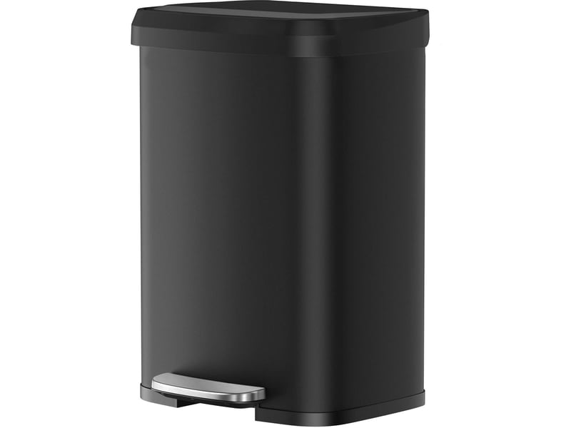  Poubelle de cuisine à pédale grande capacité 40,5 x 38,1 x 58,6 cm design moderne pratique en acier noir 12_0013159  - Conforama A