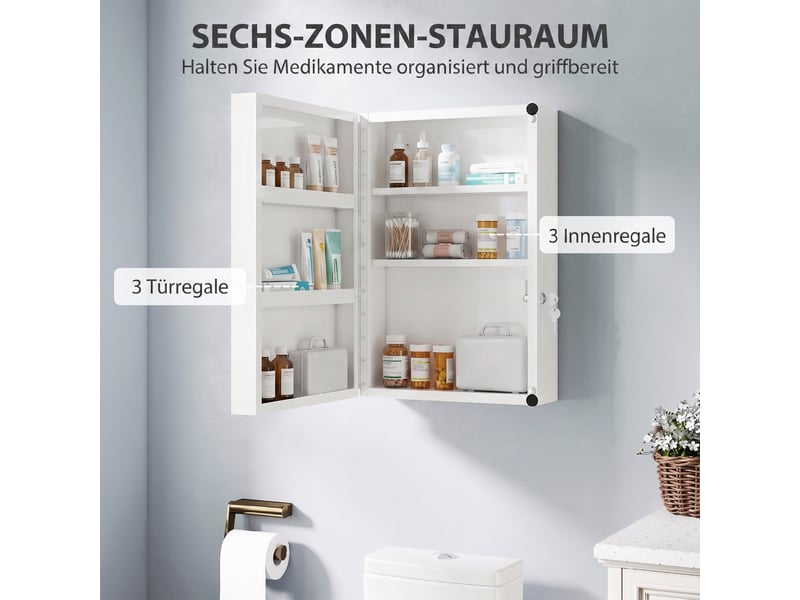  Armoire à pharmacie murale verrouillable en acier 40x18x60 cm  - Conforama D