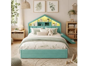 Lit cabane 140x200 cm <strong>MODFU</strong>  <strong></strong> coloris vert
