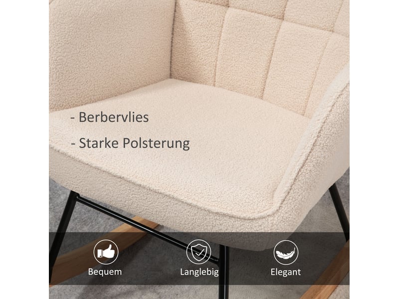 Fauteuil relax à bascule avec dossier haut capitonné et accoudoirs, en polyester beige 71 × 98 × 101 cm - Conforama D