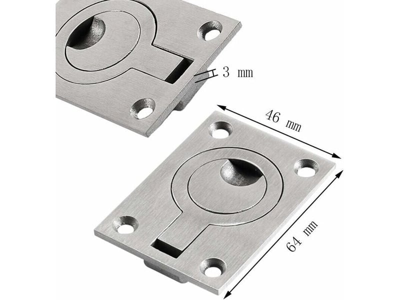  Jeu de poignées en acier inoxydable pour bateaux 64x46 mm, poignées de trappe pour embarcations avec 8 vis  - Conforama B