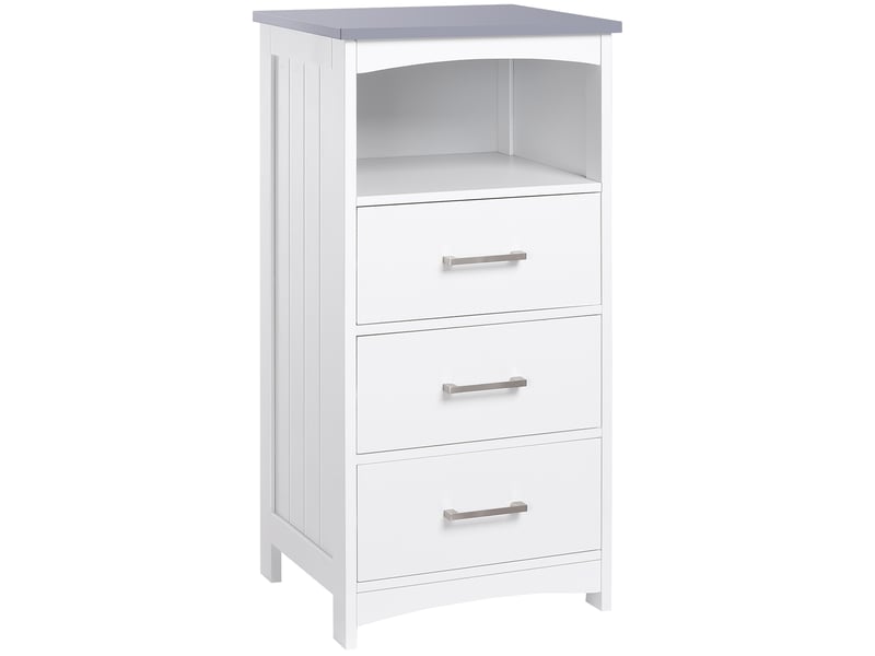  Meuble de salle de bain sur pied meuble de rangement avec 3 tiroirs et 1 niche 40 x 33 x 80 cm blanc  - Conforama A