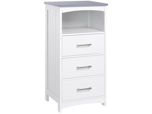 Meuble de salle de bain sur pied meuble de rangement avec 3 tiroirs et 1 niche 40 x 33 x 80 cm blanc