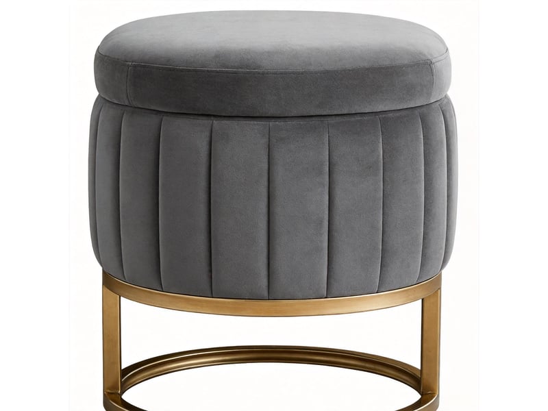  Bout de lit coffre en velours gris clair avec pieds en métal doré 129.5 cm W3479P500182 - Conforama D