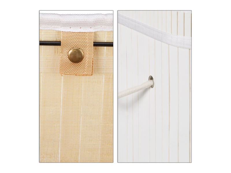  Panier à linge pratique avec couvercle 63 x 55 x 35 cm 2 compartiments aérés en bambou naturel 13_0006480  - Conforama E