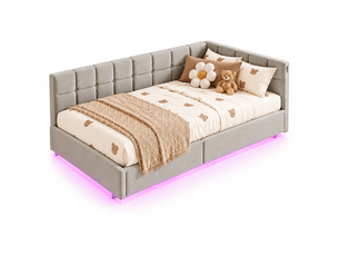 Lit coffre 90x200 cm YELENARO coloris gris