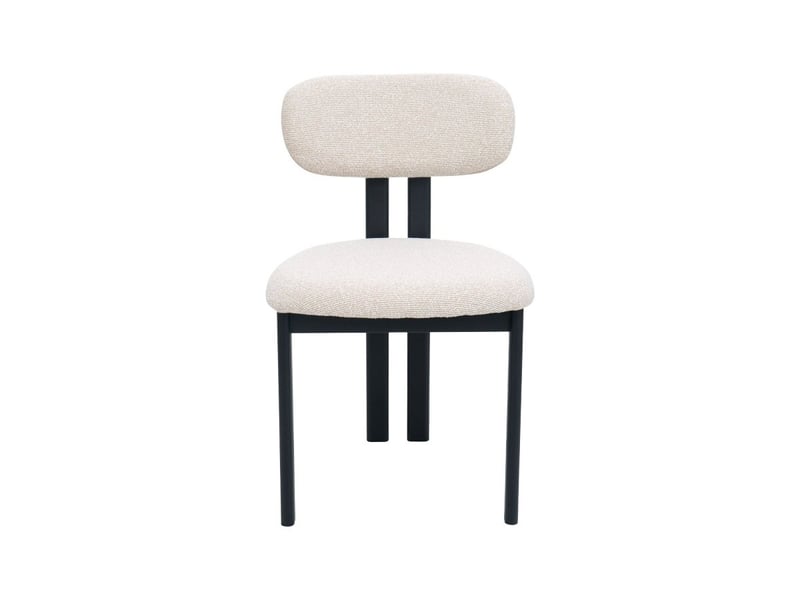  Lot de 2 chaises en tissu texturé écru pieds en métal noir leona A3123-ECR-NOI - Conforama E
