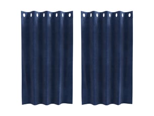 Lot de 2 rideaux, rideaux de fenêtre bleu foncé 140 x 140 cm velours cf43987