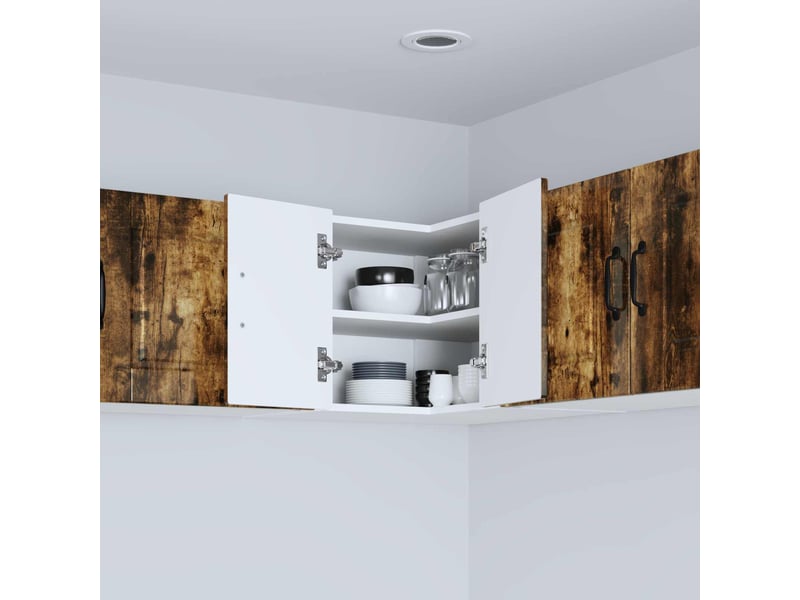 Meuble mural de cuisine, armoire d'angle cuisine porto chêne fumé 57x57x40cm - Conforama D