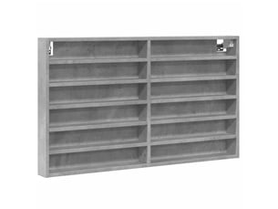 Armoire à vitrine, étagère murale gris béton 100x8,5x58 cm bois d'ingénierie cf40946