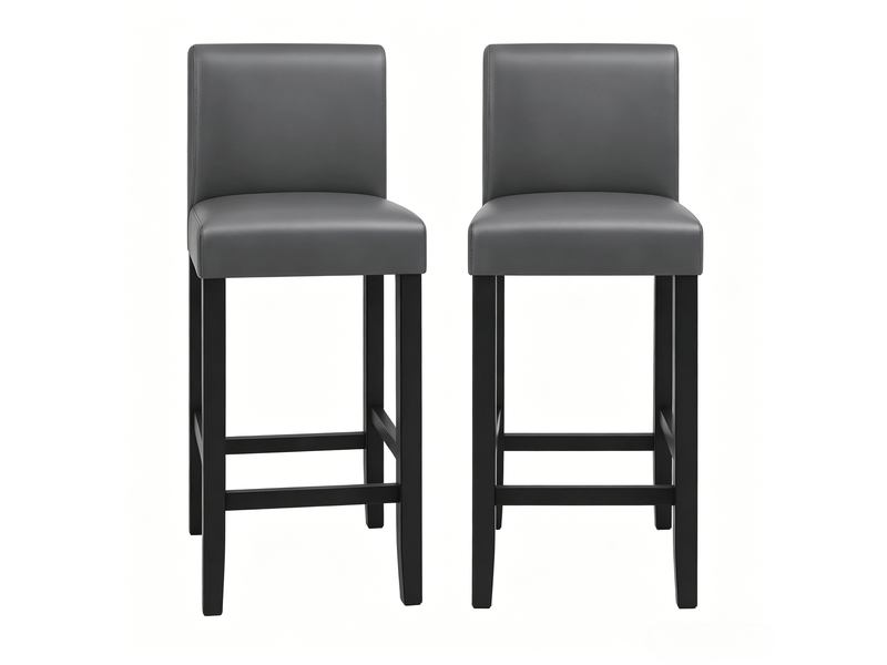  Tabourets de bar lot de 2 avec dossier - lpospi - repose-pieds, bois, similicuir noir et gris 41×37,5×110 cm  - Conforama A