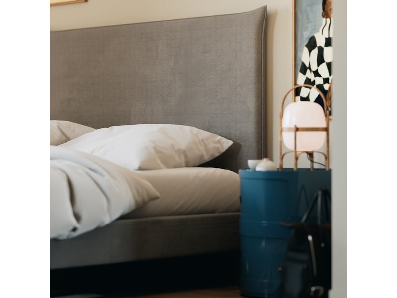  Lit design gris 140x190 monobloc slome  - Conforama D