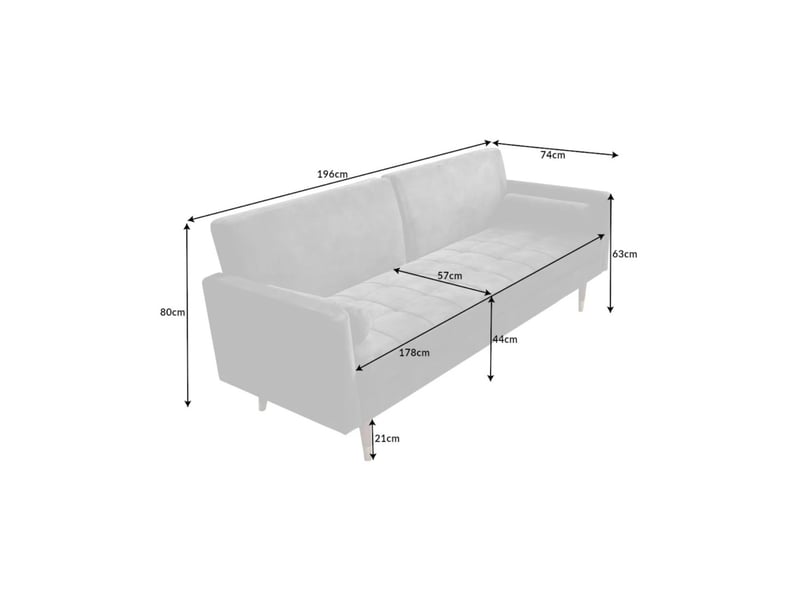 Canapé droit atelia gris convertible – canapé-lit design en velours avec structure en bois massif  - Conforama C