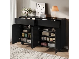 Buffet 4 porte(s)  2 tiroir(s) <strong>MODENUIT </strong> <strong></strong> - 140 cm coloris noir 