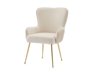 Lot de 6 chaises de salle à manger 57x53x83 cm, accoudoirs ergonomiques, pieds métal, velours, beige+doré