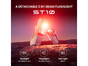Mini lampe torche led rechargeable 1000 lm, spot 500 lm, lumière rouge 660 nm, usb type-c, clip, ipx6