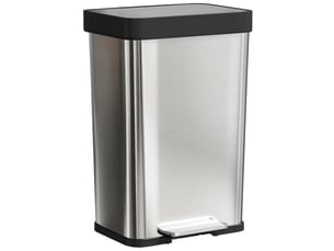 Poubelle de cuisine 60 l à pédale en acier inoxydable argentée