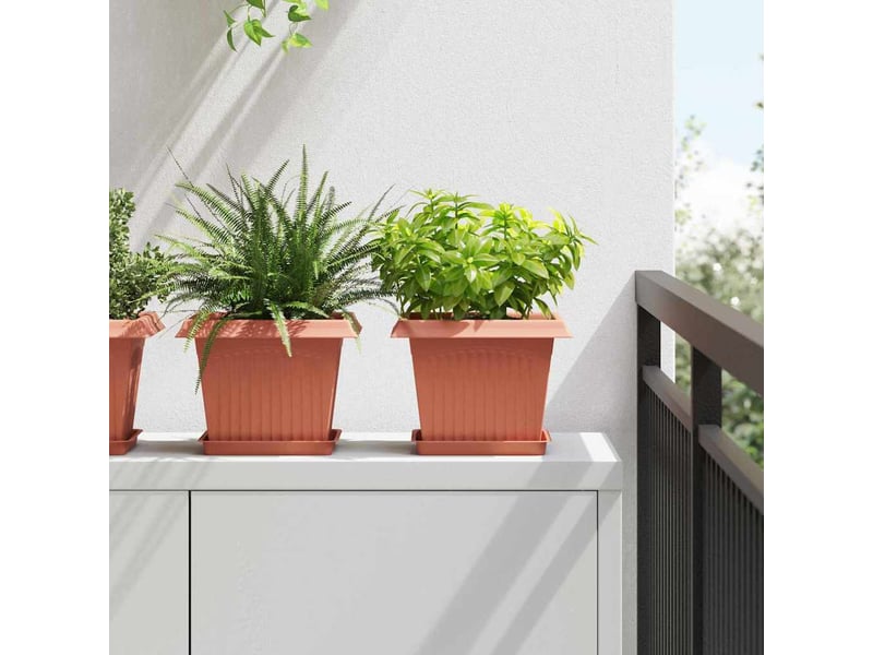  Jardinière - pot de fleurs carré 6 pcs rouge brique 23 x 23 x 17,5 cm  - Conforama B