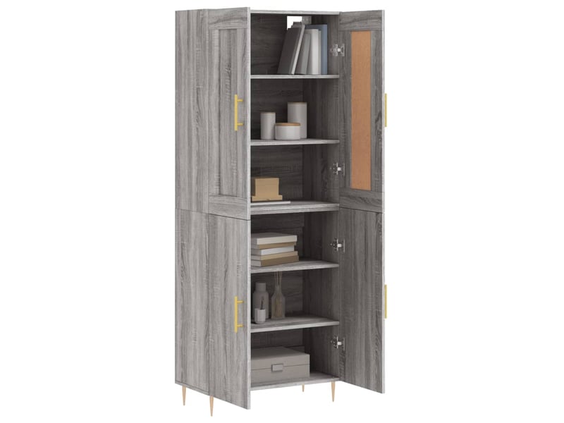  Buffet haut - bahut - meuble de rangement sonoma gris 69,5x34x180 cm bois d'ingénierie  - Conforama C