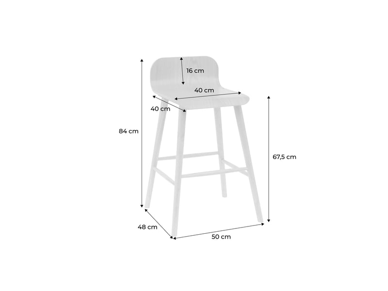 Lot de 2 tabourets de bar scandinave bois d'hévéa 67.5cm naturel - cassia  - Conforama D