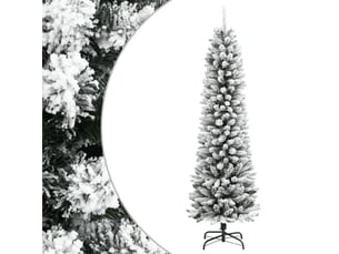 Sapin de noël artificiel, arbre de noël mince avec neige floquée 240 cm pvc et pe