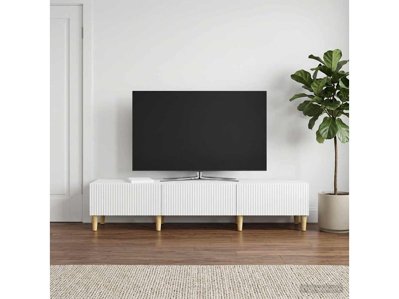  Meuble tv - banc tv - meuble de rangement blanc brillant 147 x 34,5 x 30 cm bois d'ingénierie  - Conforama D