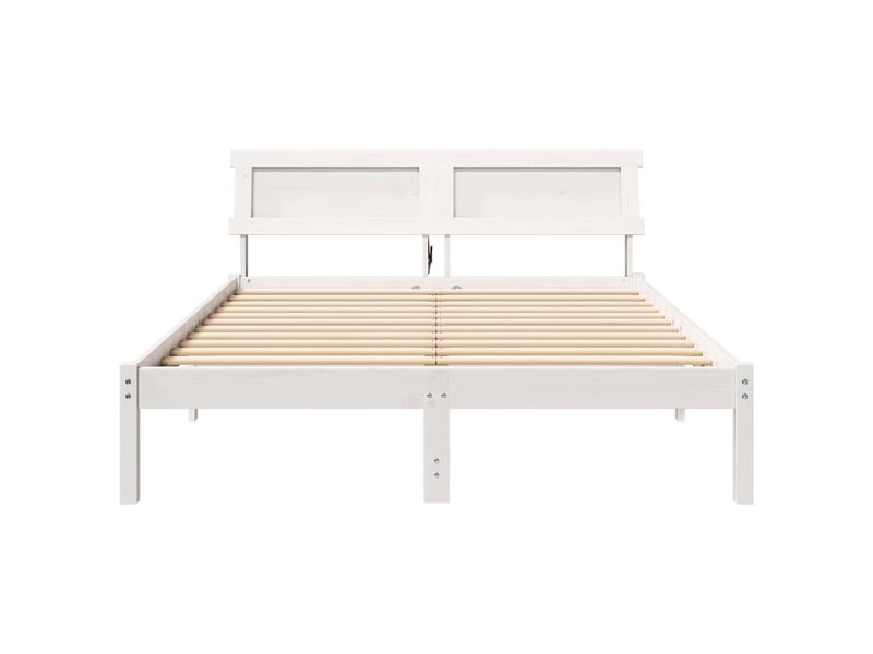  Lit double- lit adulte -  cadre de lit avec tête de lit blanc 120 x 190 cm pin massif  - Conforama D
