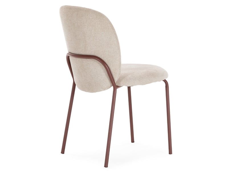  Lot de 4 chaises en tissu polyester doux beige et pieds en métal laqué terracotta - darris DARRIS - Conforama C