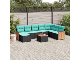 Vidaxl ensemble de canapé de jardin 9 pcs avec coussins noir résine tressée