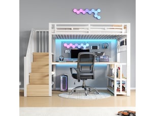 Lit mezzanine 90x200 cm <strong>ZOVIRA</strong> <strong></strong> coloris blanc