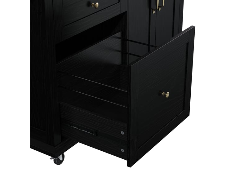  Desserte de cuisine 107 x 45-70 x 90,5 cm noir et bois clair en mdf, plan de travail extensible  - Conforama E