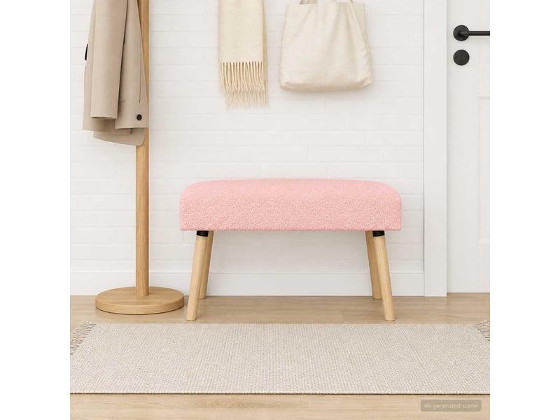  Banc rembourré, banc de lit, banc uni rose 80x40x46 cm bouclé  - Conforama B