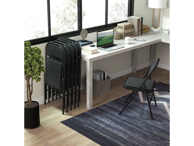  Lot de 6 chaises pliantes chaises de salle à manger portables cadre en acier noir 45 x 46 x 78 cm  - Conforama W