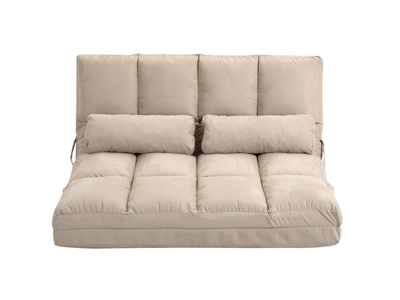  Canapé convertible de sol modenvie 2 en 1 beige, dossier réglable 3 positions, aspect velours, cadre en acier, 102 x 73 x 60 cm  - Conforama A