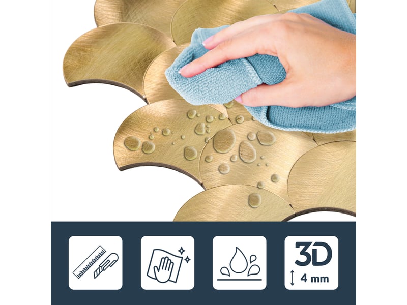  Crédence adhésive murale 3d  - effet écailles 4 pièces 25x25 cm  - Conforama D