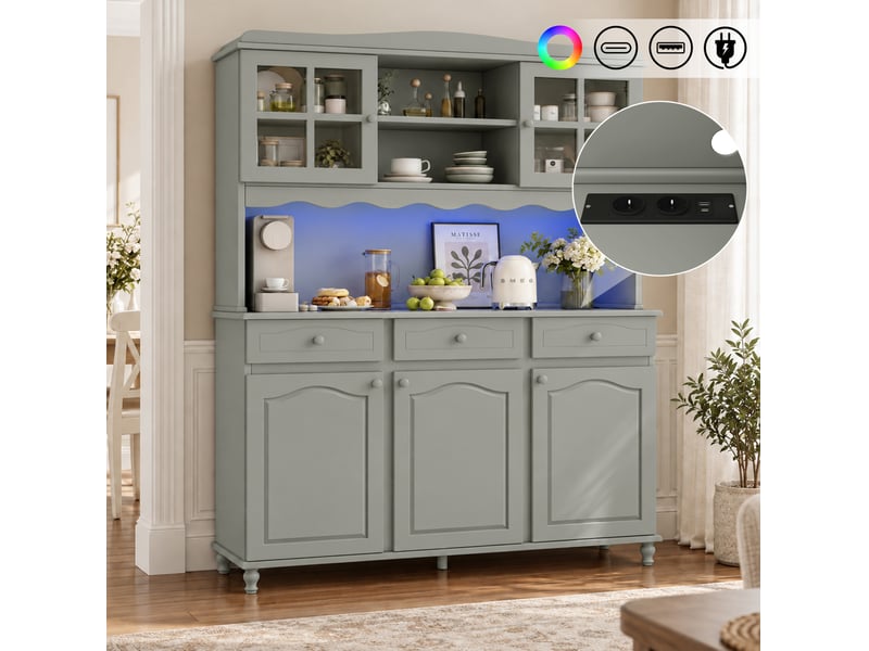  Buffet de cuisine 135 cm avec rangements et prises evryae  - Conforama B