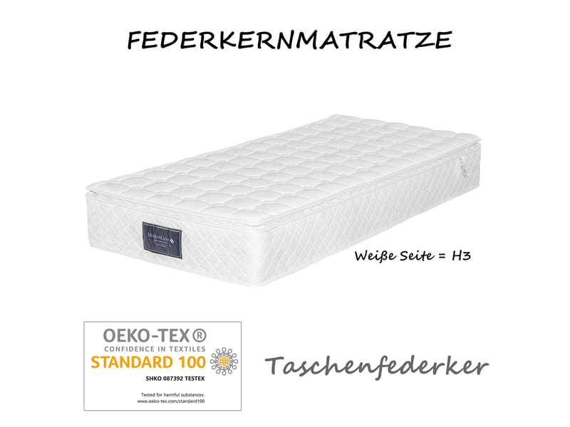  Lit capitonné, lit enfant 90x200 cm, sommier à lattes, matelas inclus, lin gris  - Conforama W