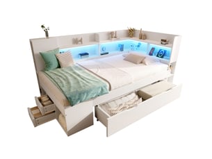 Lit banquette 90x200 cm MIVRAY coloris blanc