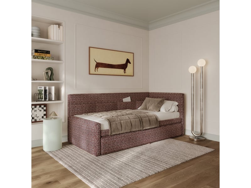  Selsey nesmi - lit rembourré - 90x200 cm - tissu tressé marron Nesmi - Conforama B
