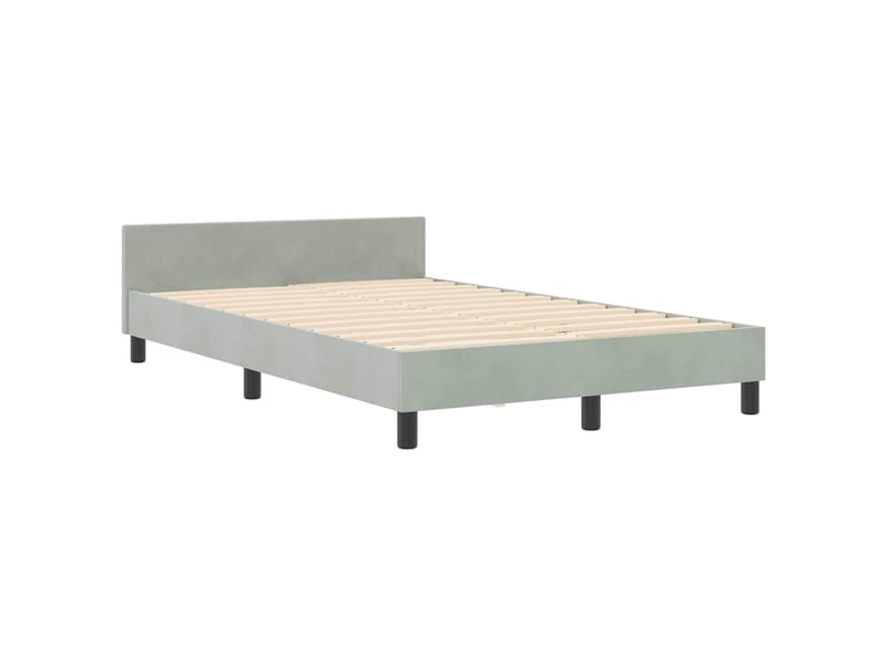  Lit double- lit adulte -  lit à ressorts avec tête de lit gris clair 120 x 190 cm velours  - Conforama C