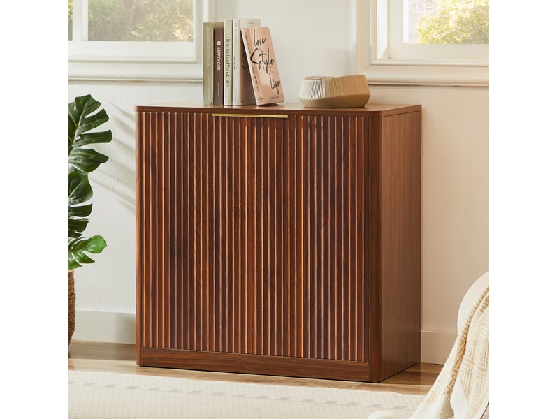 Buffet 80x40x80 cm, style moderne, avec espace de rangement réglable, meuble tv bas, armoire salon, aggloméré, marron - Conforama E