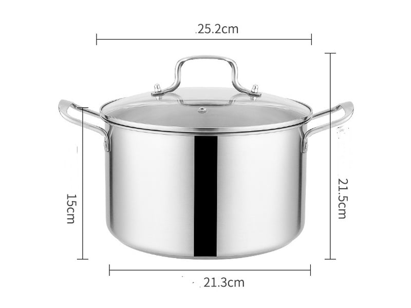  Marmite en acier inoxydable avec couvercle diamètre 25.2cm argenté  - Conforama B