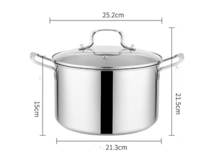 Marmite en acier inoxydable avec couvercle diamètre 25.2cm argenté