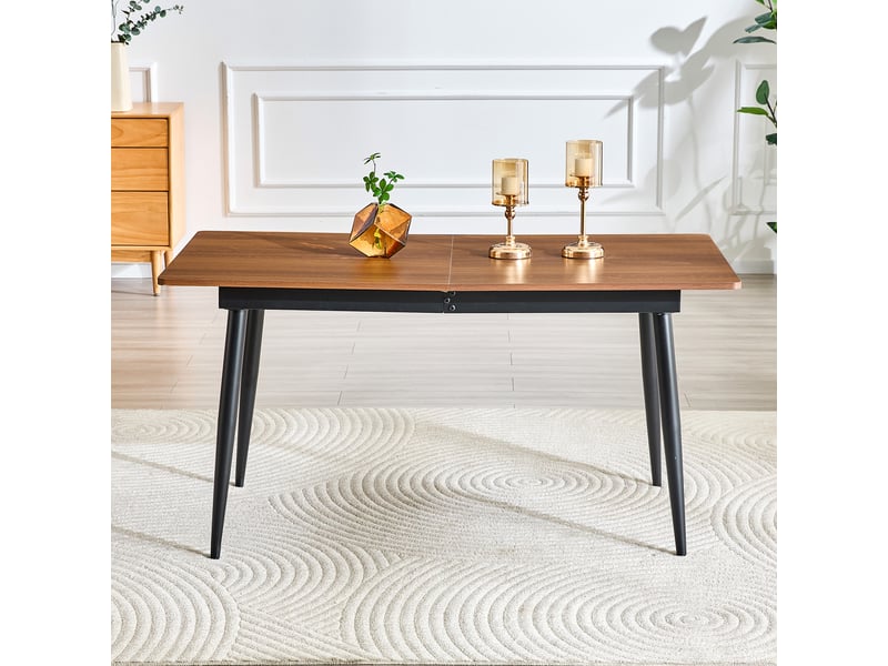  Table à manger rectangulaire industrielle effet bois pieds métal 150190cm 6 à 8 personnes  - Conforama E