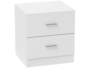 Table de chevet avec 2 tiroirs poignée en alliage d'aluminium style contemporain blanc 45 x 39,5 x 49 cm