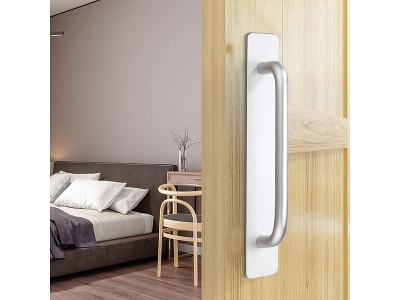 Paire de poignées adhésives en aluminium de 148 cm, poignées pour meubles de cuisine sans perçage, couleur argent - Conforama E